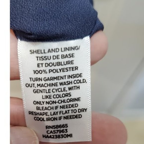 Halogen Navy Blue Short Sleeve Shirred Dress with Elastic Waist - Size XS - Picture 4 of 4